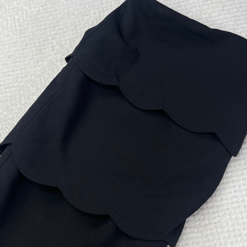 Alfani Womens Scalloped Tiered Skirt Ebony Black Size 4 3517EBK194